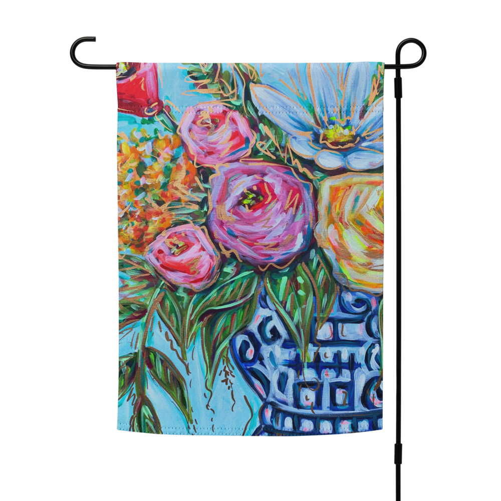 Floral Ginger Jar Garden flag