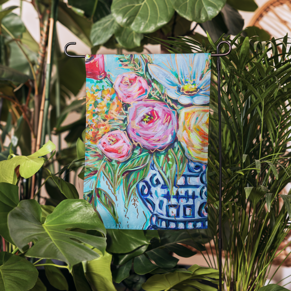 Floral Ginger Jar Garden flag