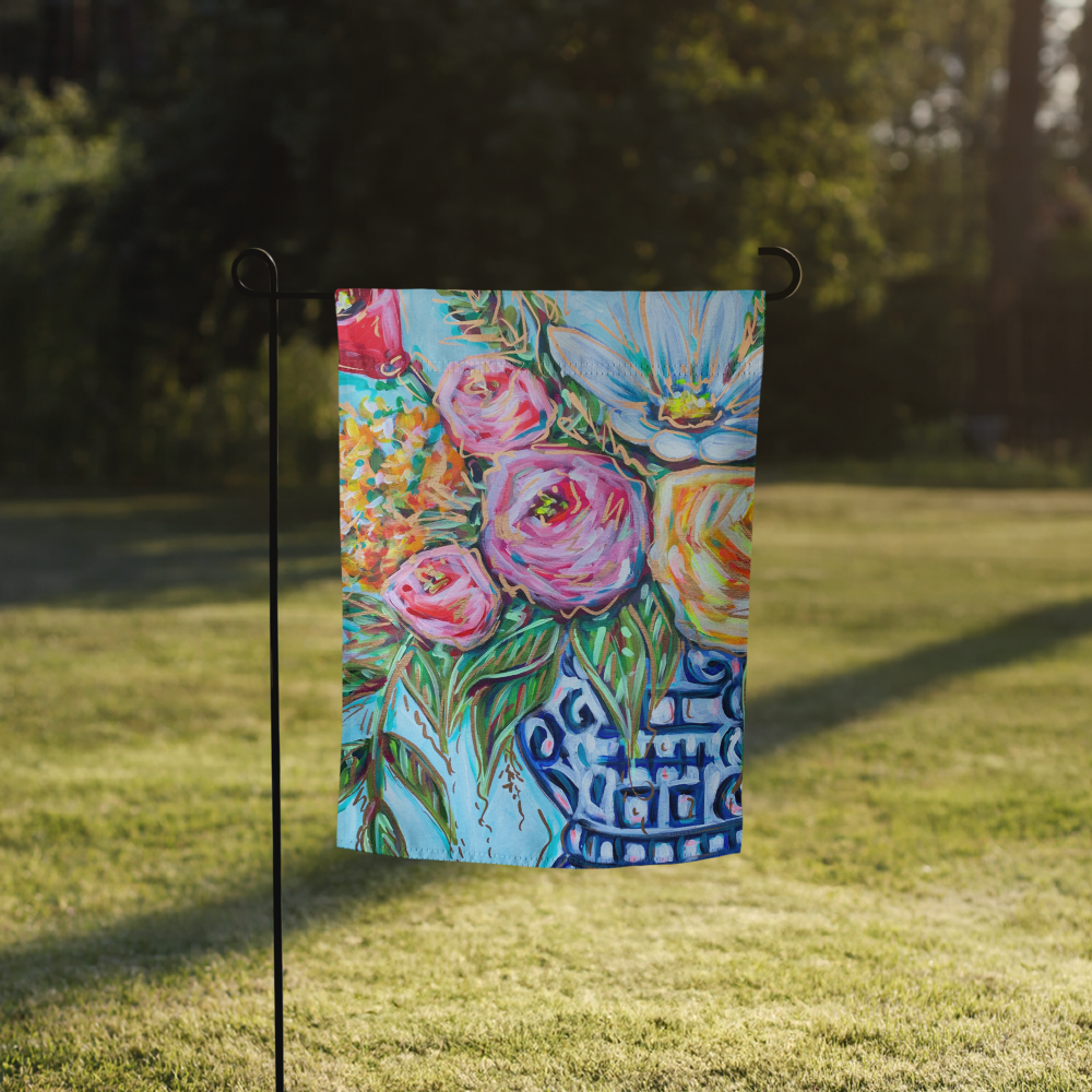 Floral Ginger Jar Garden flag