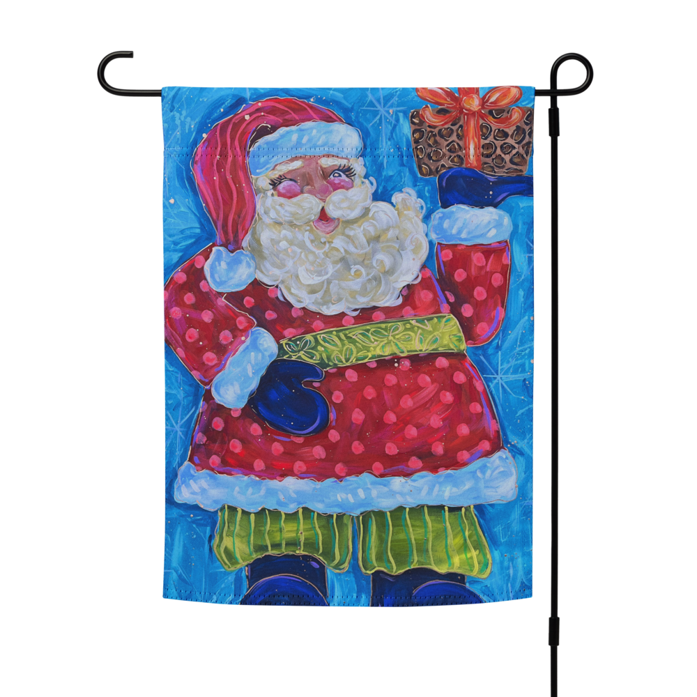 Striped Pant Santa Garden flag