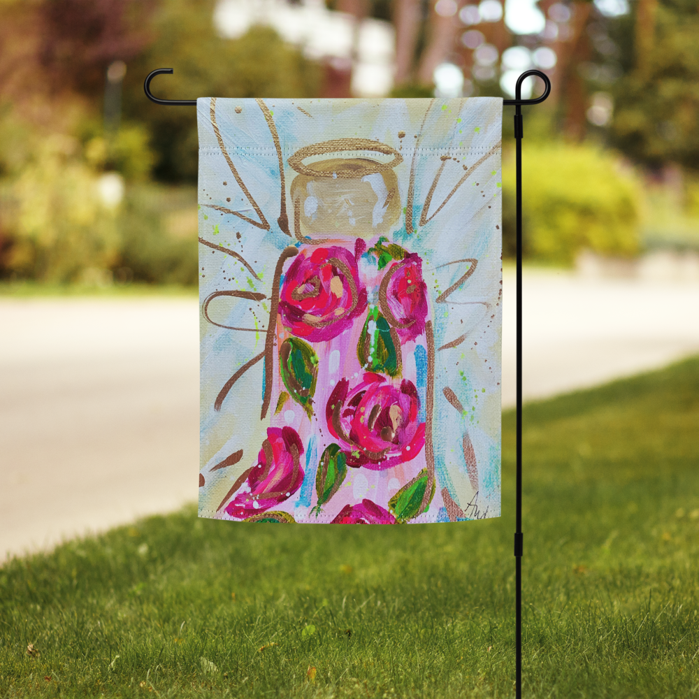 Rose Angel Garden flag