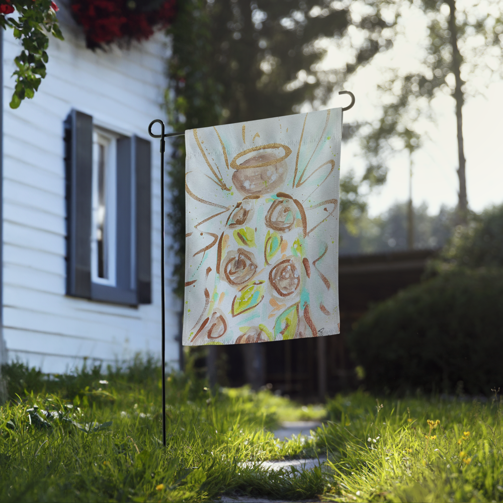 White Rose Angel Garden flag