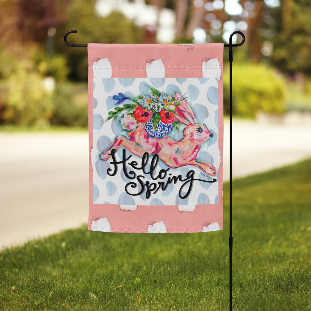 Hello Spring Bunny Garden flag