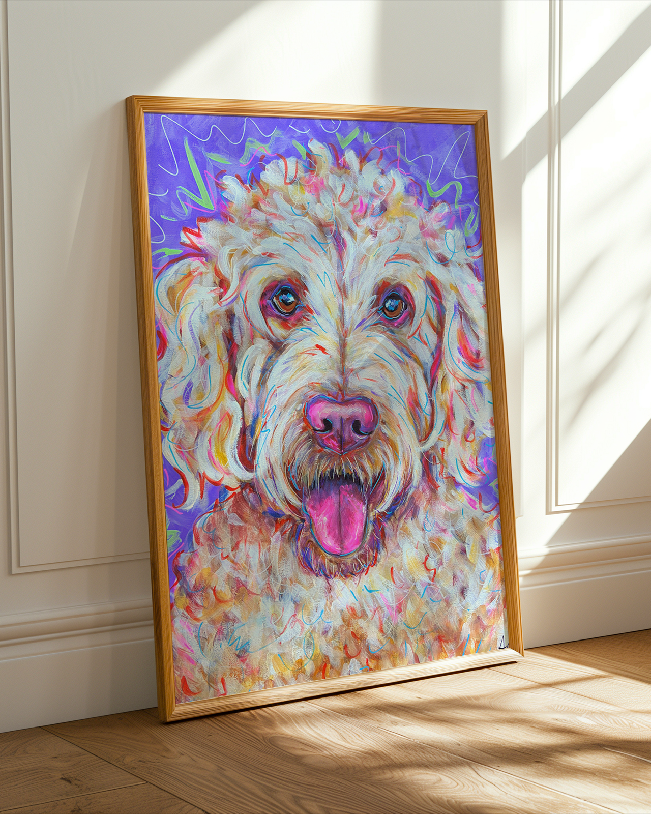 Goldendoodle Print on Paper or Canvas - Pet Art, Dog Poster, Colorful Wall Art, Dog Gift, Dopamine Decor