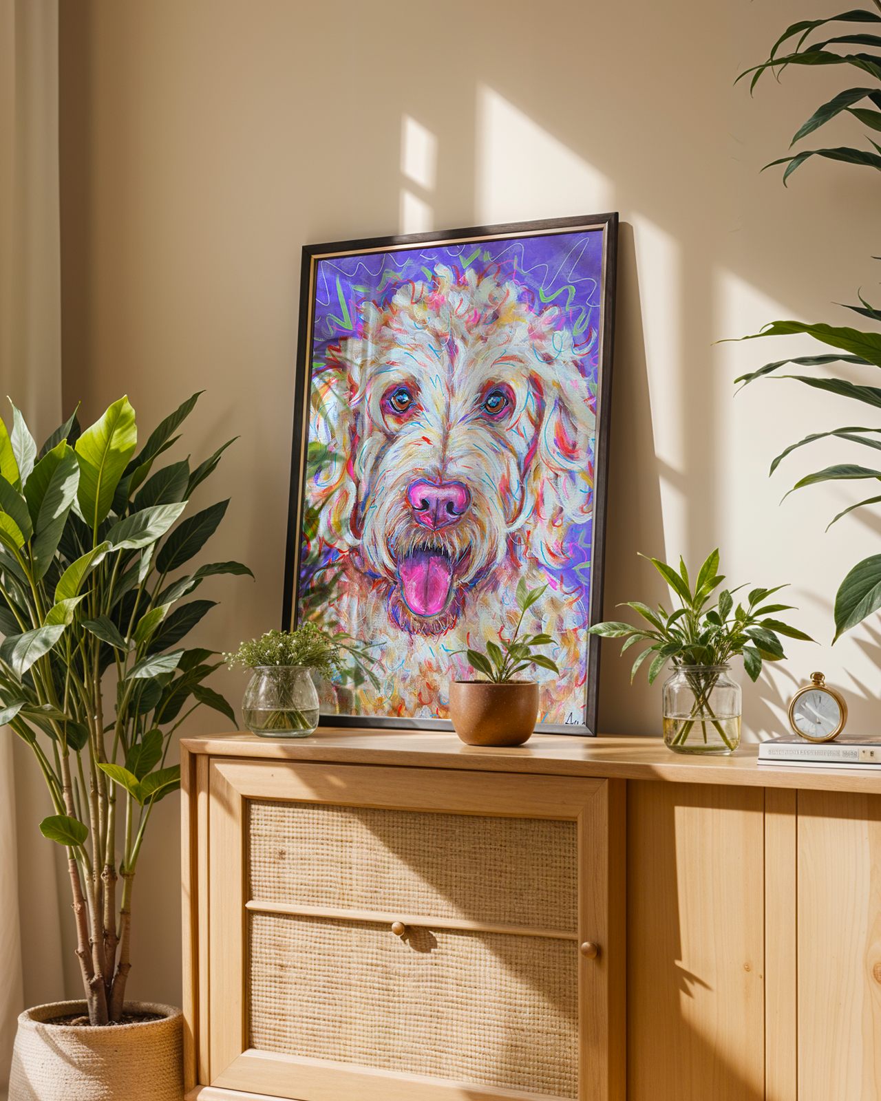 Goldendoodle Print on Paper or Canvas - Pet Art, Dog Poster, Colorful Wall Art, Dog Gift, Dopamine Decor