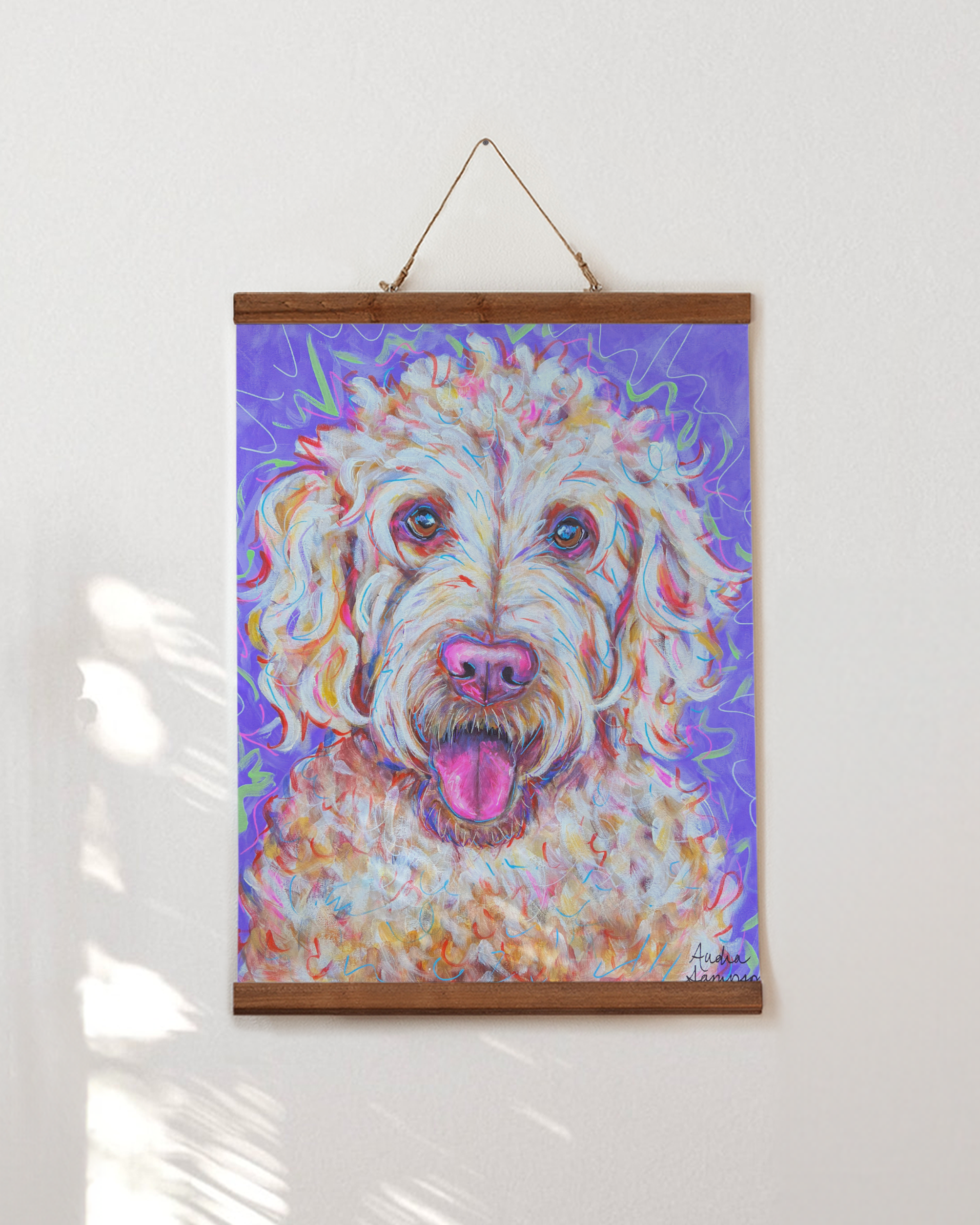 Goldendoodle Print on Paper or Canvas - Pet Art, Dog Poster, Colorful Wall Art, Dog Gift, Dopamine Decor