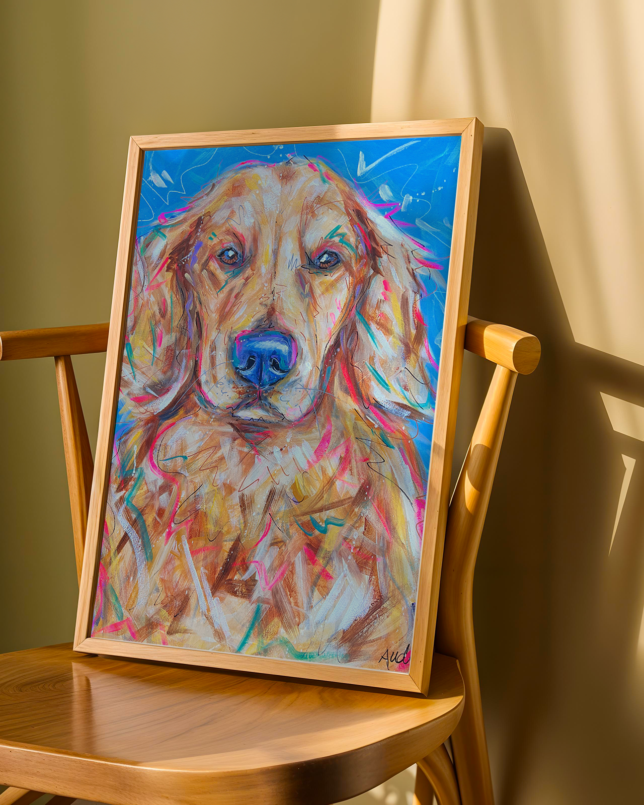 Golden Retriever Print on Paper or Canvas - Pet Art, Dog Poster, Colorful Wall Art, Dog Gift, Dopamine Decor