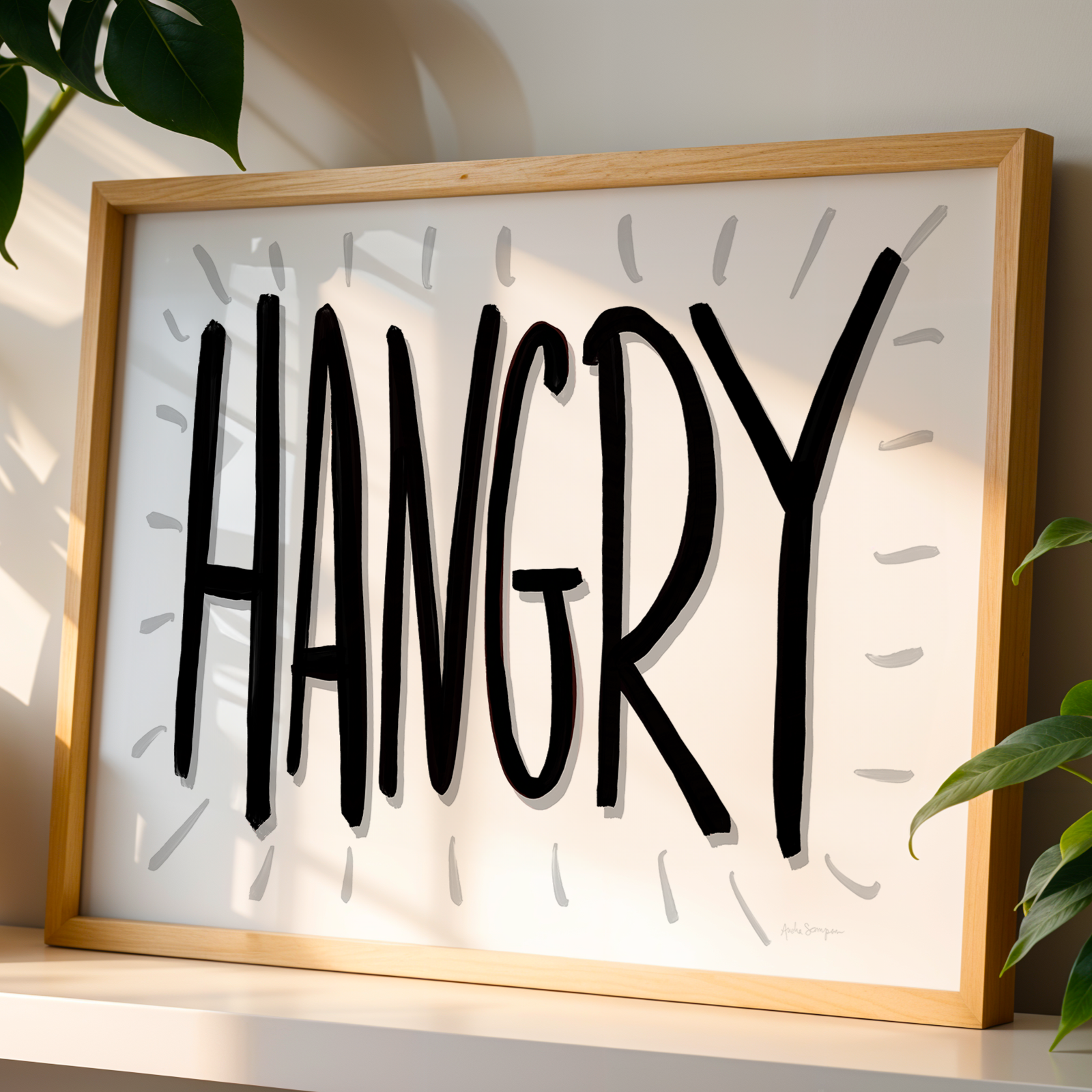 Hangry Wall Art, Typography, Dopamine Decor, Colorful Kitchen Poster, Retro Food Art Prints