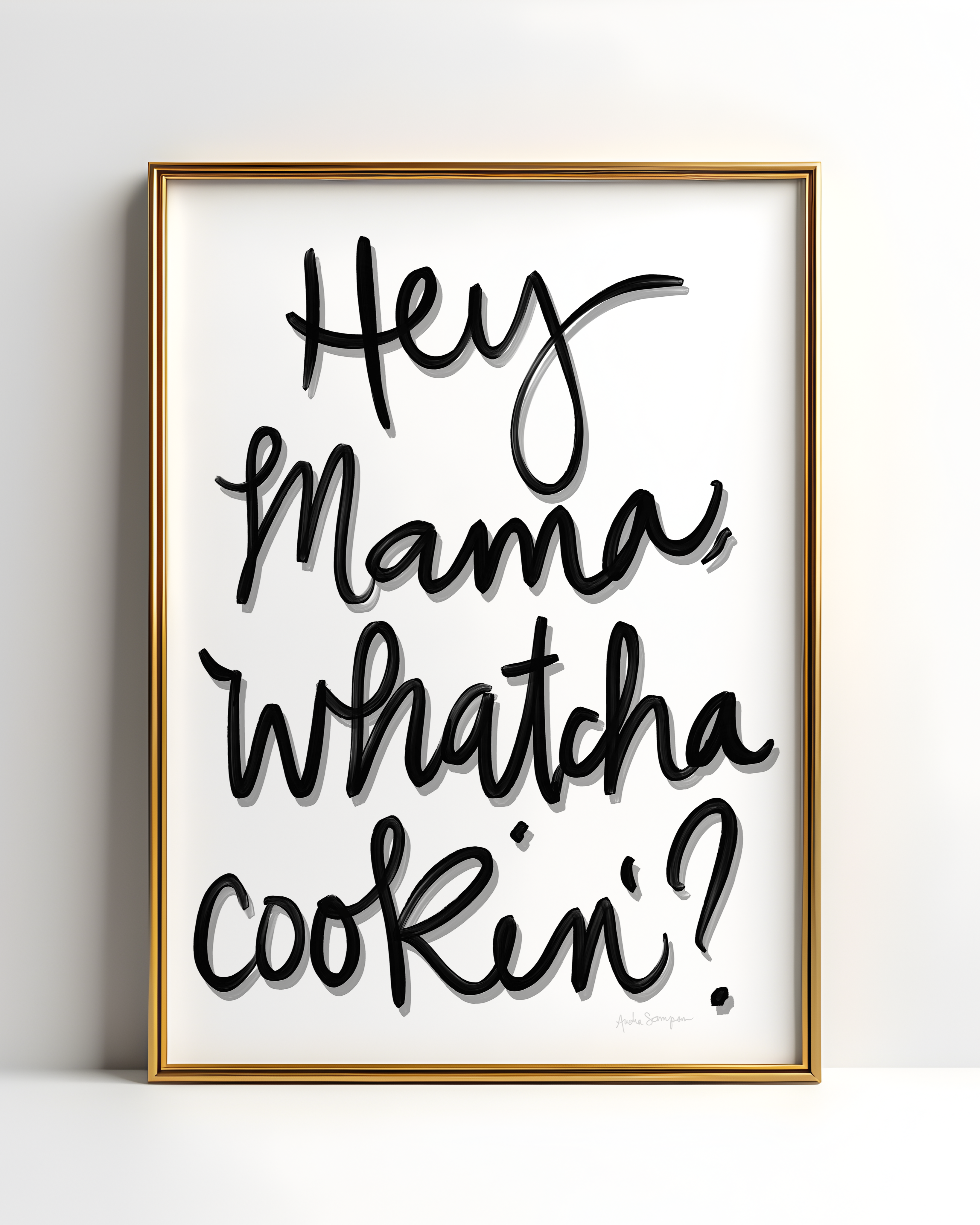 Hey, Mama... Whatcha Cookin Wall Art, Typography, Dopamine Decor, Colorful Kitchen Poster, Retro Food Art Prints