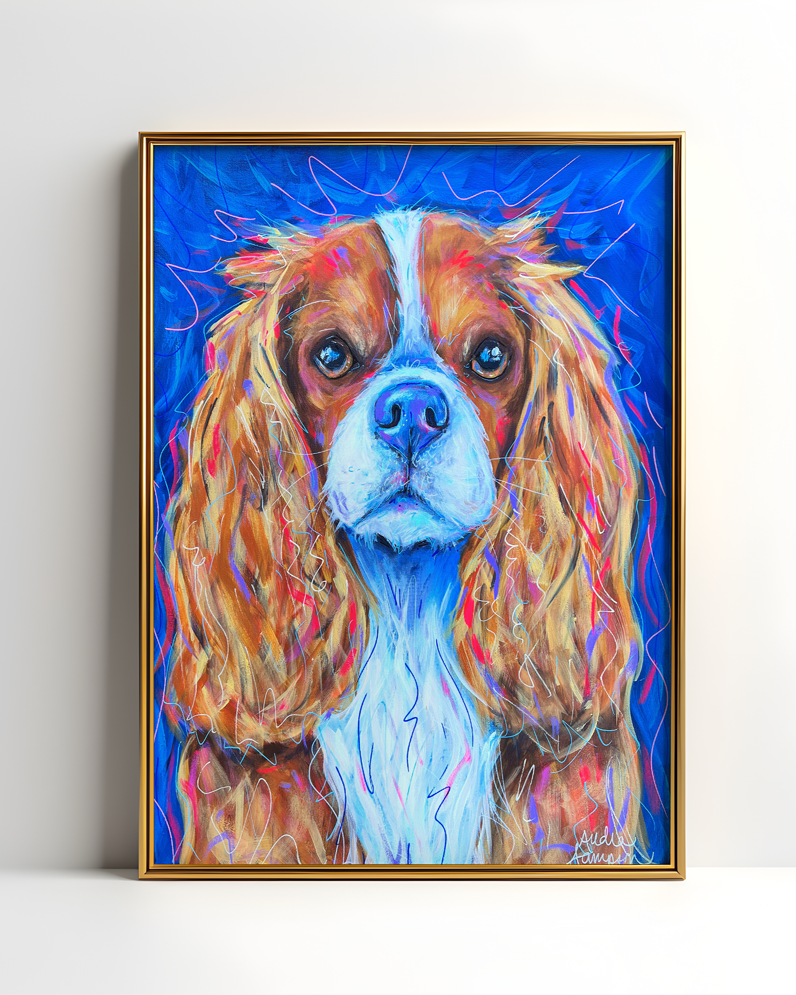 King  Charles Cavalier Spaniel Print on Paper or Canvas - Pet Art, Dog Poster, Colorful Wall Art, Dog Gift, Dopamine Decor