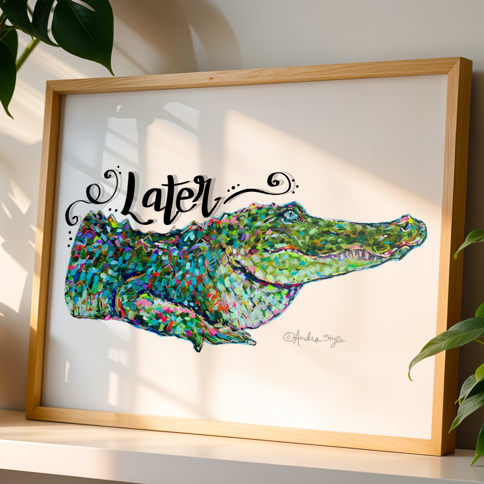 Later Gator Art Print on Paper - Alligator Poster, Entryway Wall Art, Cute Colorful Decor