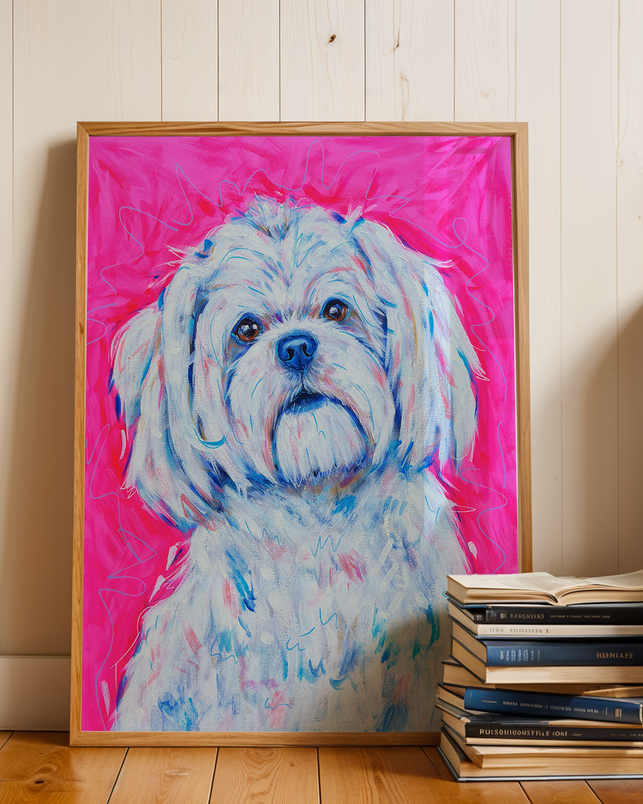 Maltese Maltipoo Print on Paper or Canvas - Pet Art, Dog Poster, Colorful Wall Art, Dog Gift, Dopamine Decor