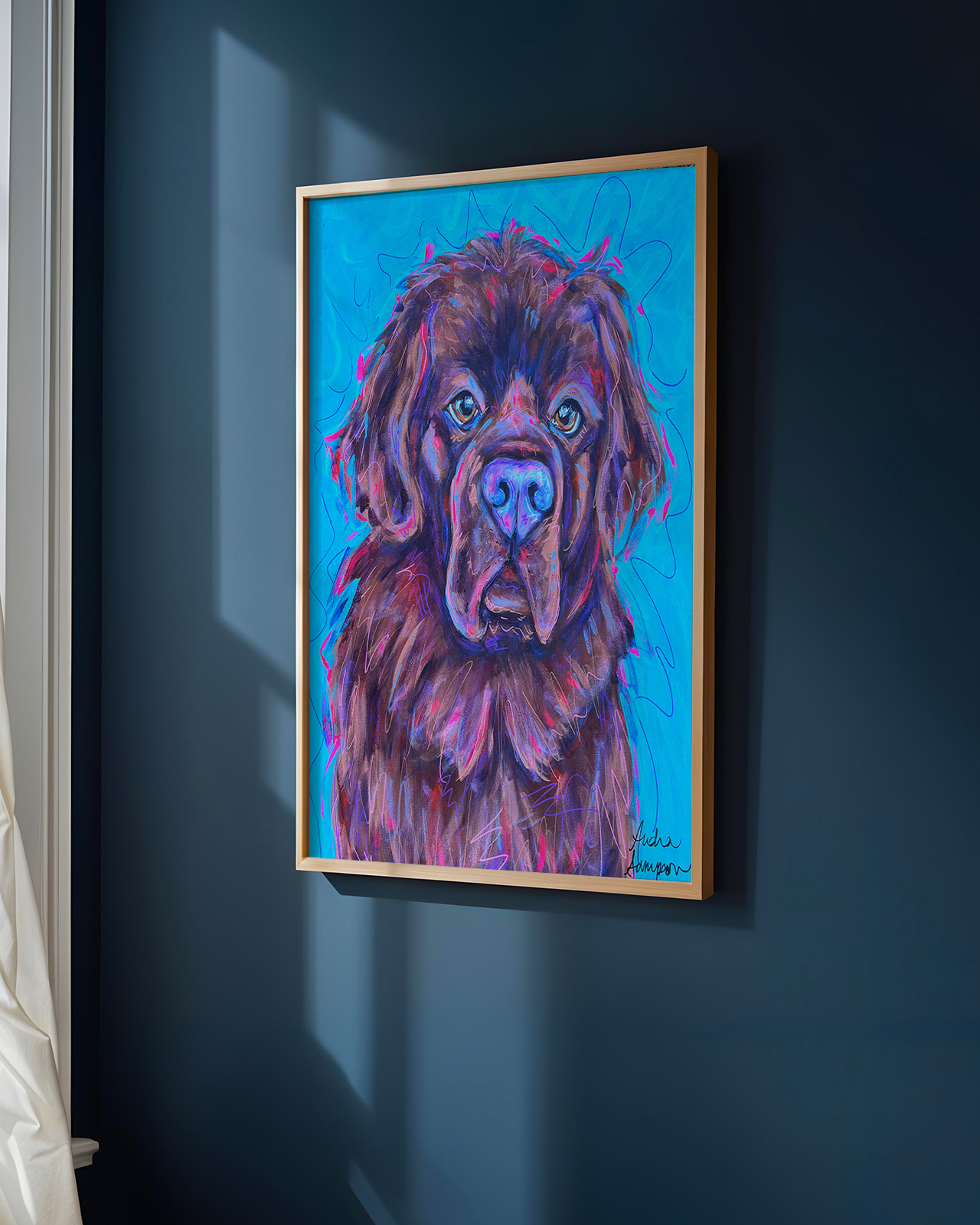 Newfoundland Print on Paper or Canvas - Pet Art, Dog Poster, Colorful Wall Art, Dog Gift, Dopamine Decor