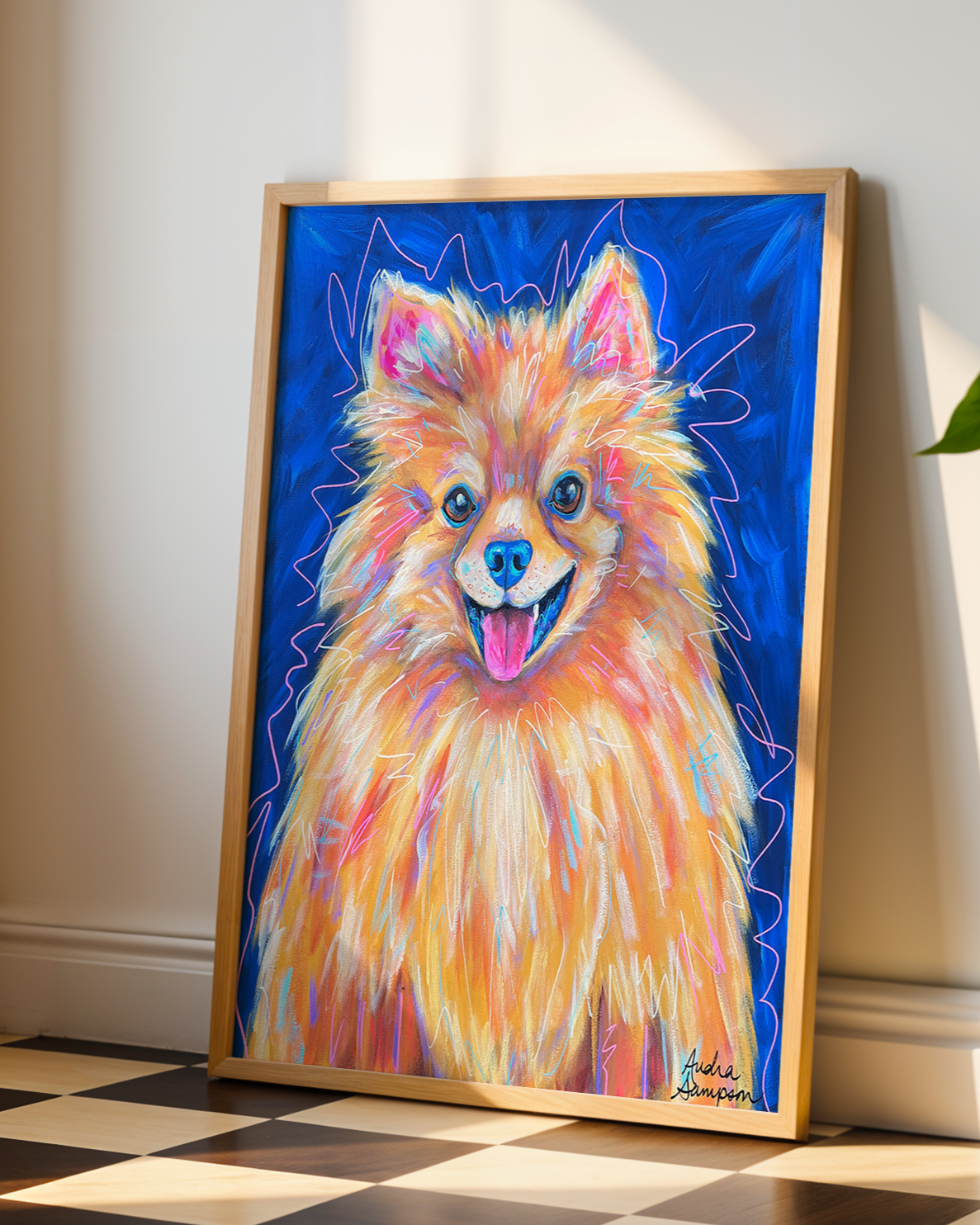 Pomeranian Print on Paper or Canvas - Pet Art, Dog Poster, Colorful Wall Art, Dog Gift, Dopamine Decor