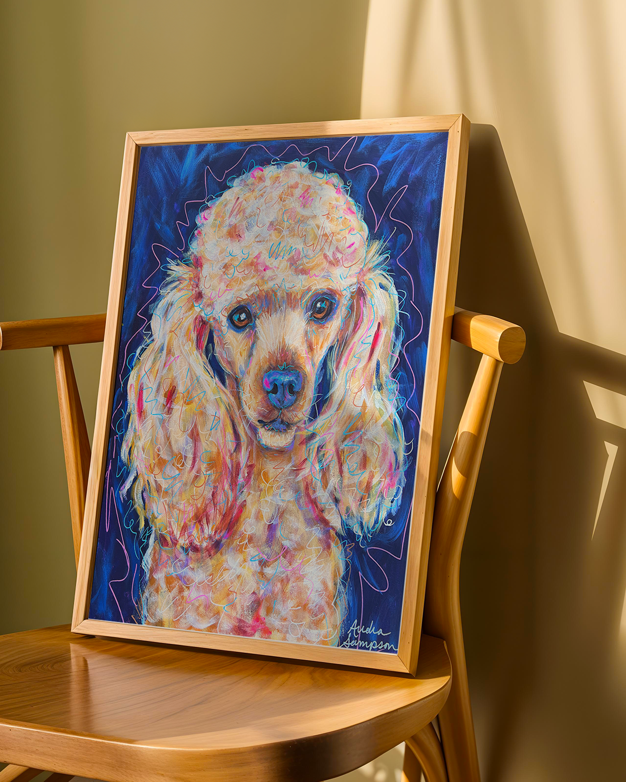 Poodle Print on Paper or Canvas - Pet Art, Dog Poster, Colorful Wall Art, Dog Gift, Dopamine Decor