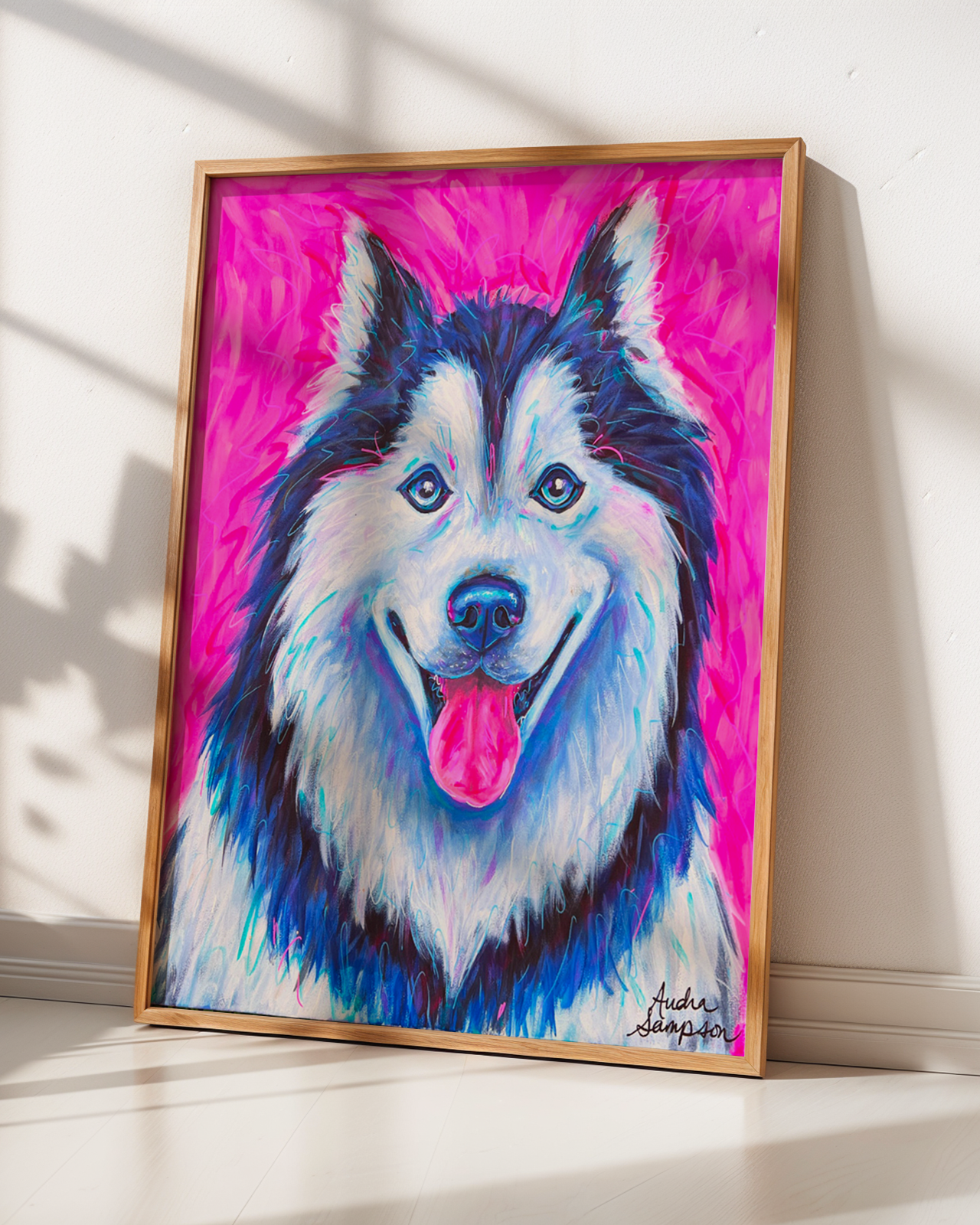 Siberian Husky Print on Paper or Canvas - Pet Art, Dog Poster, Colorful Wall Art, Dog Gift, Dopamine Decor