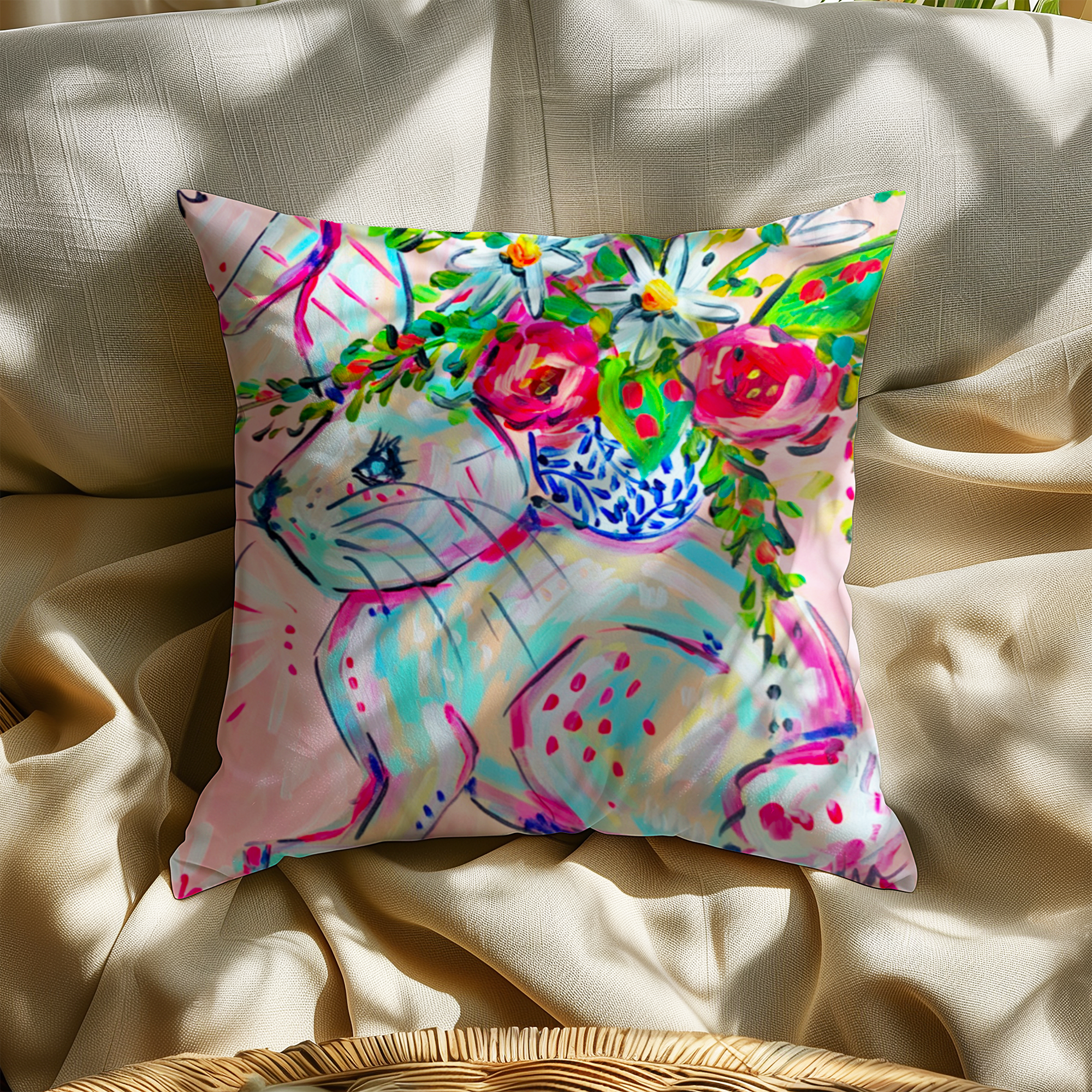 Walter Bunny Throw Pillow