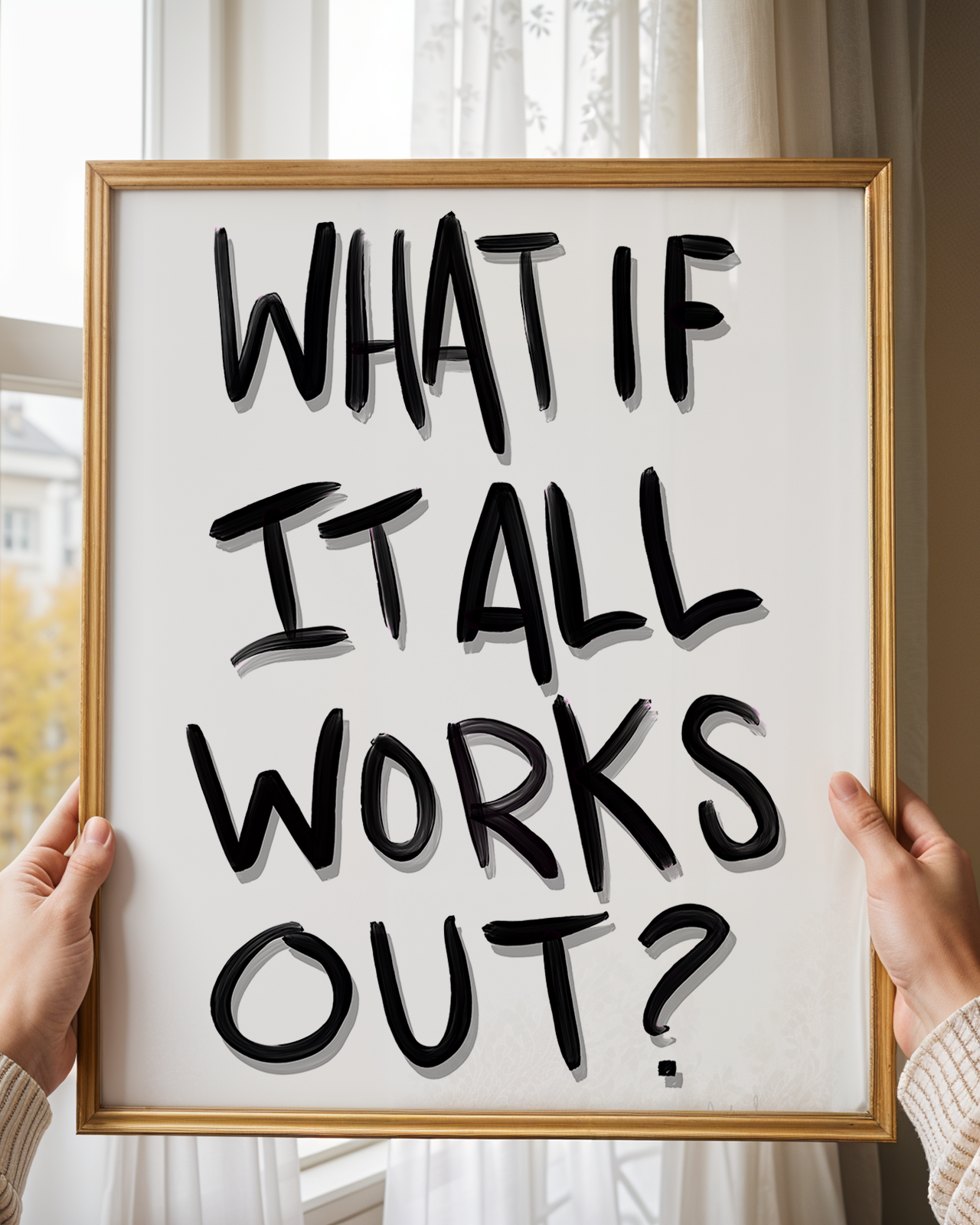 What If It All Works Out Wall Art, Typography, Dopamine Decor, Inspirational Poster, Retro Art Prints