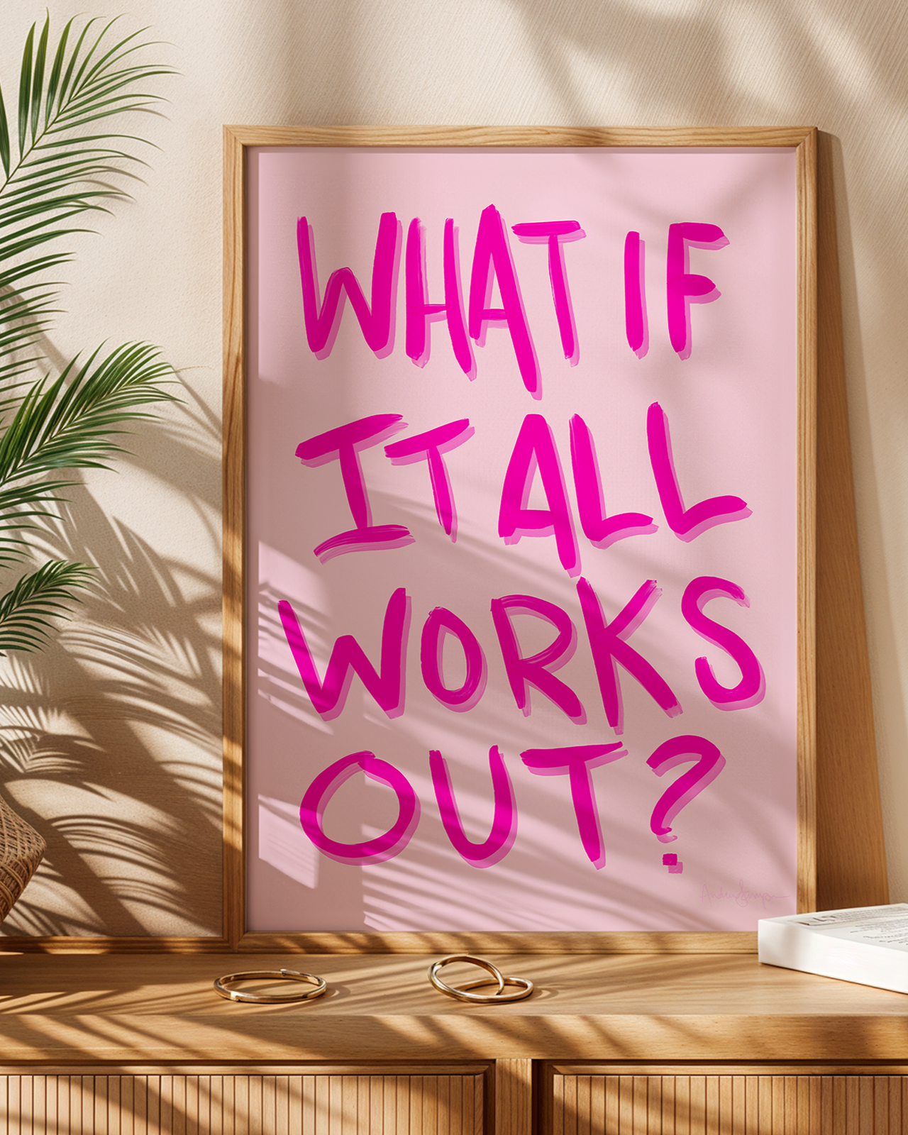 What If It All Works Out Wall Art, Typography, Dopamine Decor, Inspirational Poster, Retro Art Prints