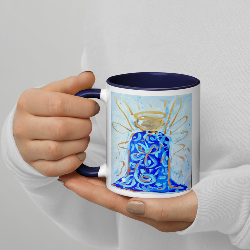 Blue and White Angel Ceramic Mug