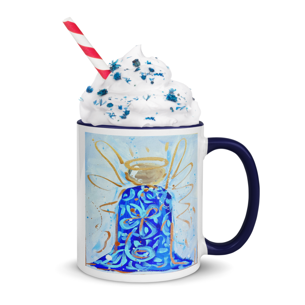 Blue and White Angel Ceramic Mug