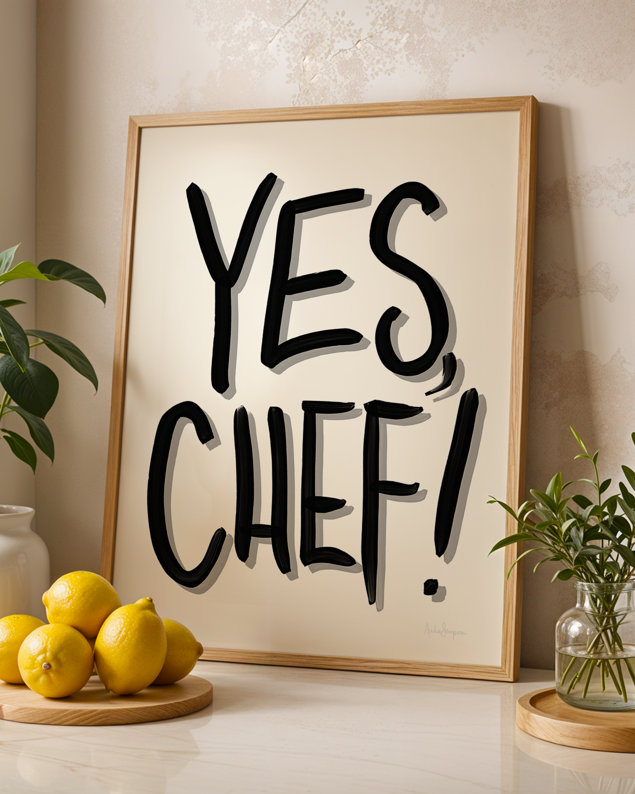 Yes, Chef Wall Art, Typography, Dopamine Decor, Colorful Kitchen Poster, Retro Food Art Prints