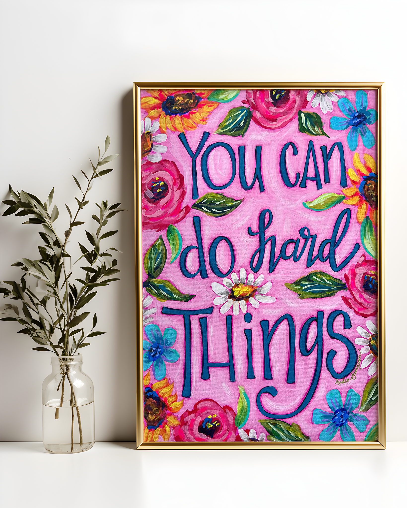 You Can Do Hard Things Quote Art Print on Paper or Canvas - Inspirational Colorful Decor Wall Poster