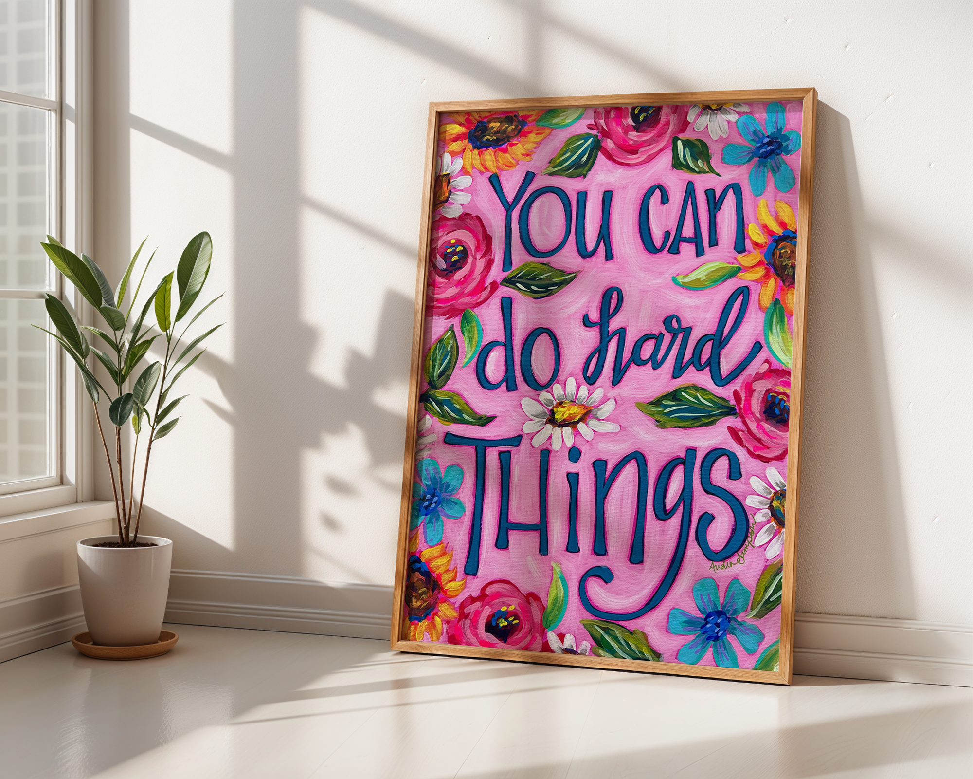 You Can Do Hard Things Quote Art Print on Paper or Canvas - Inspirational Colorful Decor Wall Poster