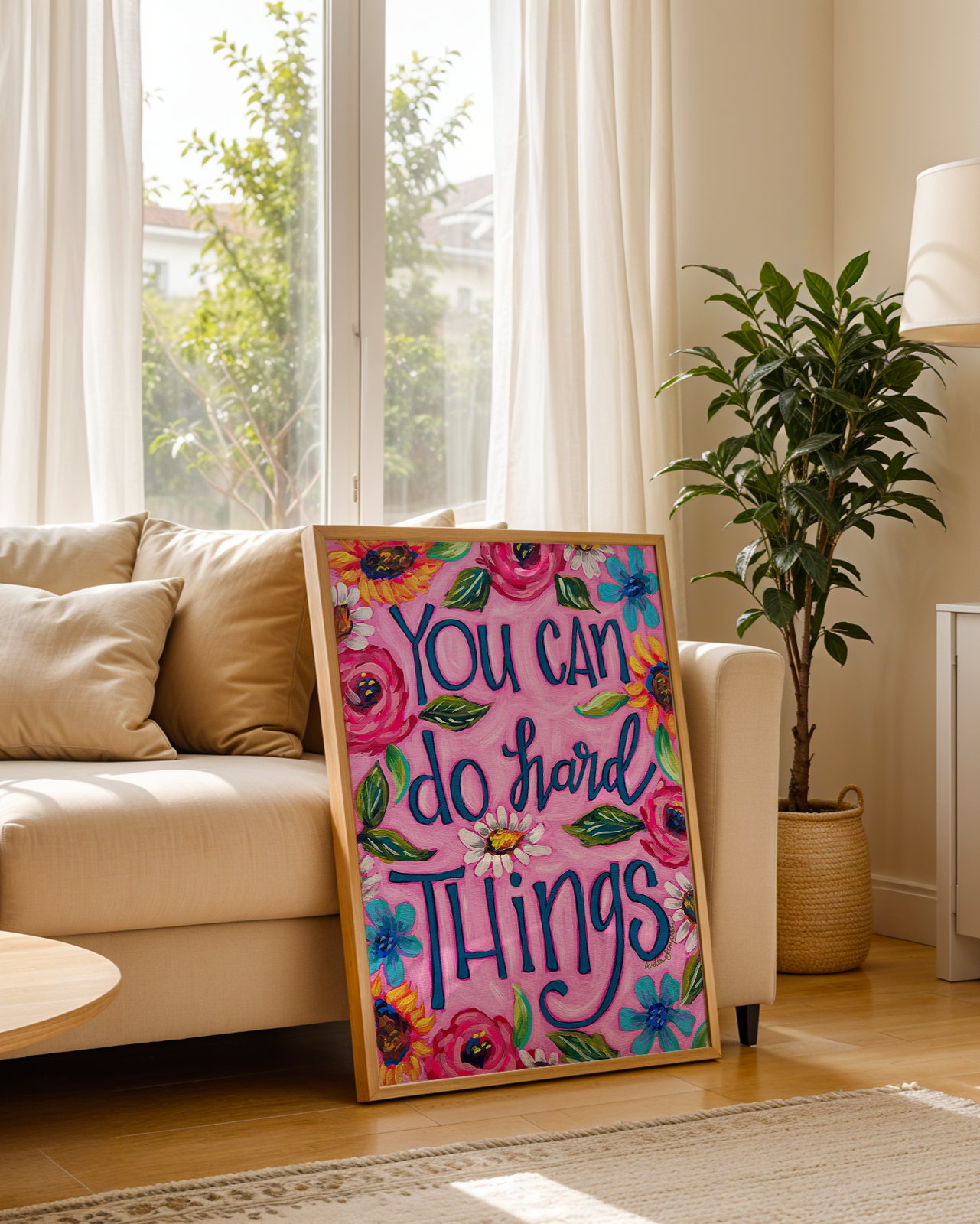 You Can Do Hard Things Quote Art Print on Paper or Canvas - Inspirational Colorful Decor Wall Poster