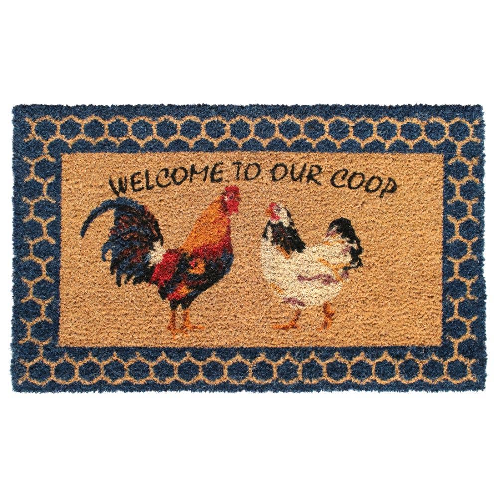 Doormat - Natural Tufted Welcome to our coop, 18" x 30" - Rug