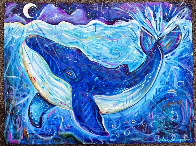 30x40" Original Whale on Canvas