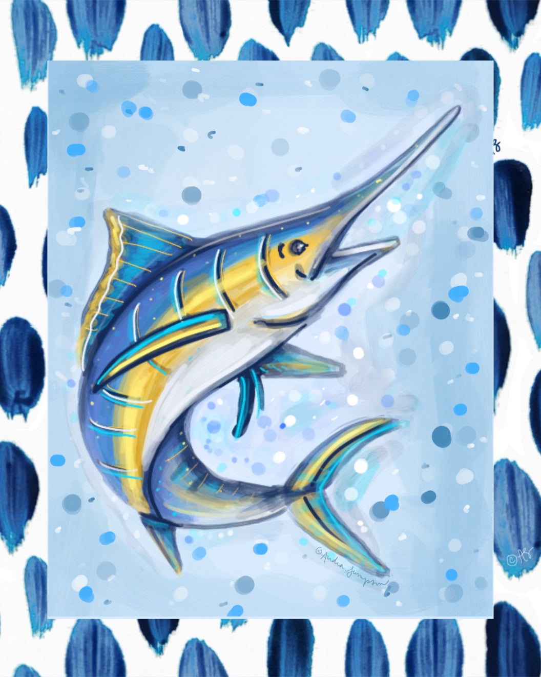 Marlin With Border Canvas