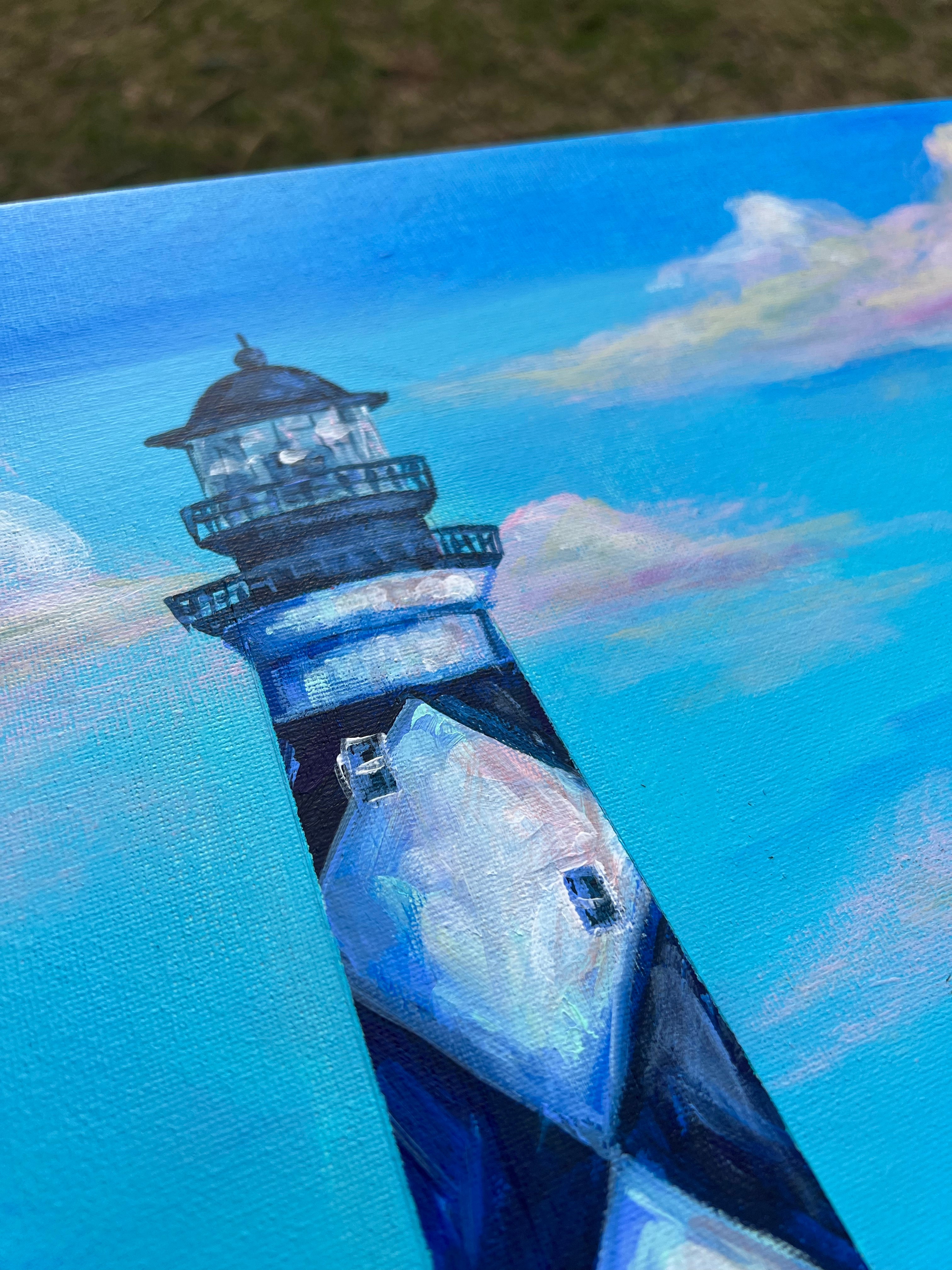 16x20 Original Cape Lookout Lighthouse Painting on Canvas