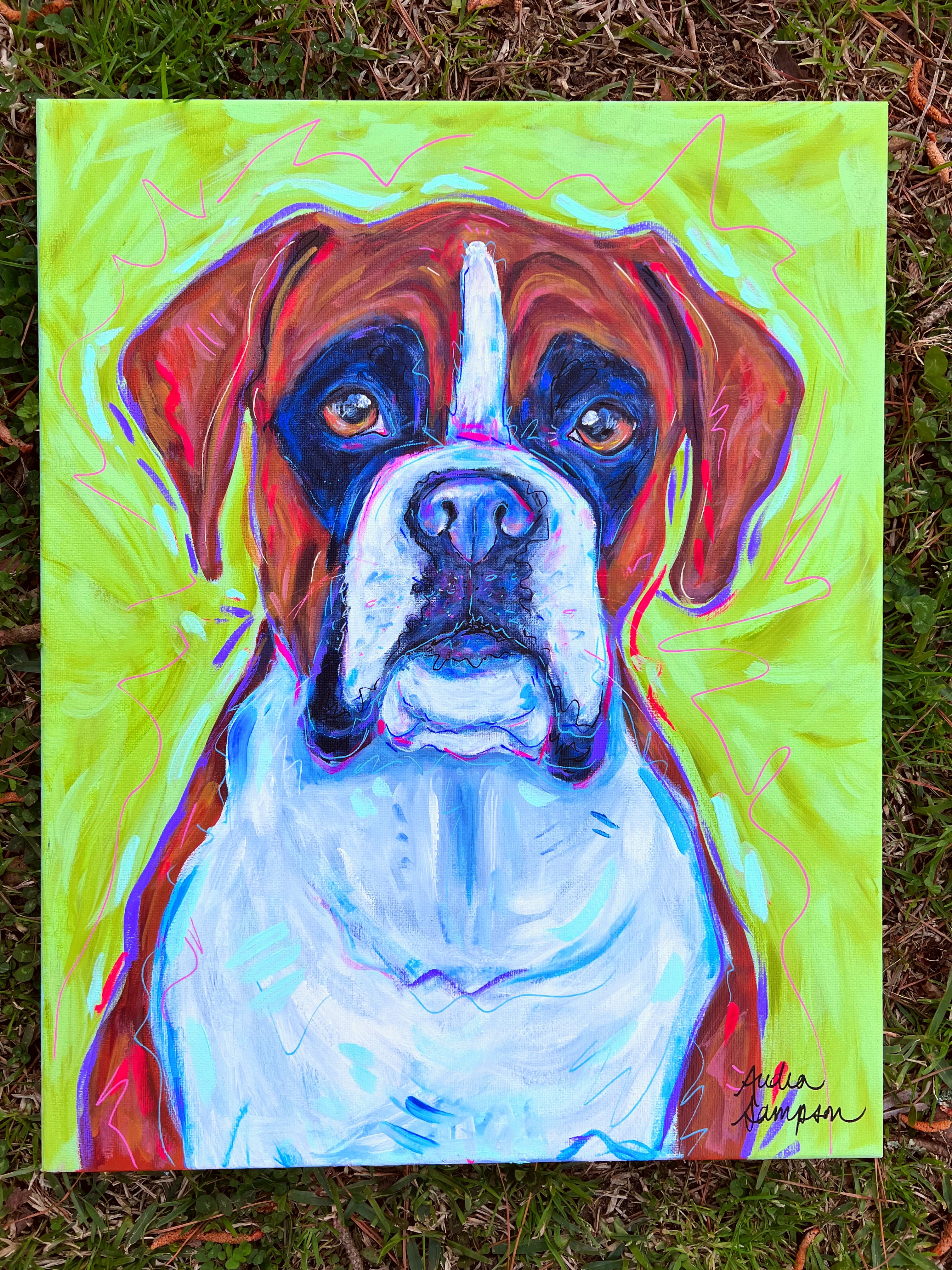 Boxer Original Painting on 16x20 Canvas