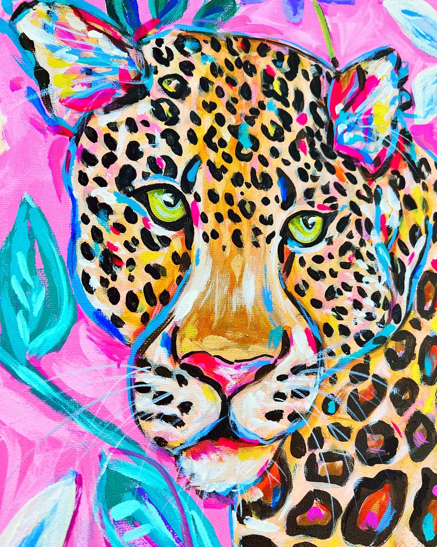 “Draw the Curtains” Leopard on Canvas 24x36”