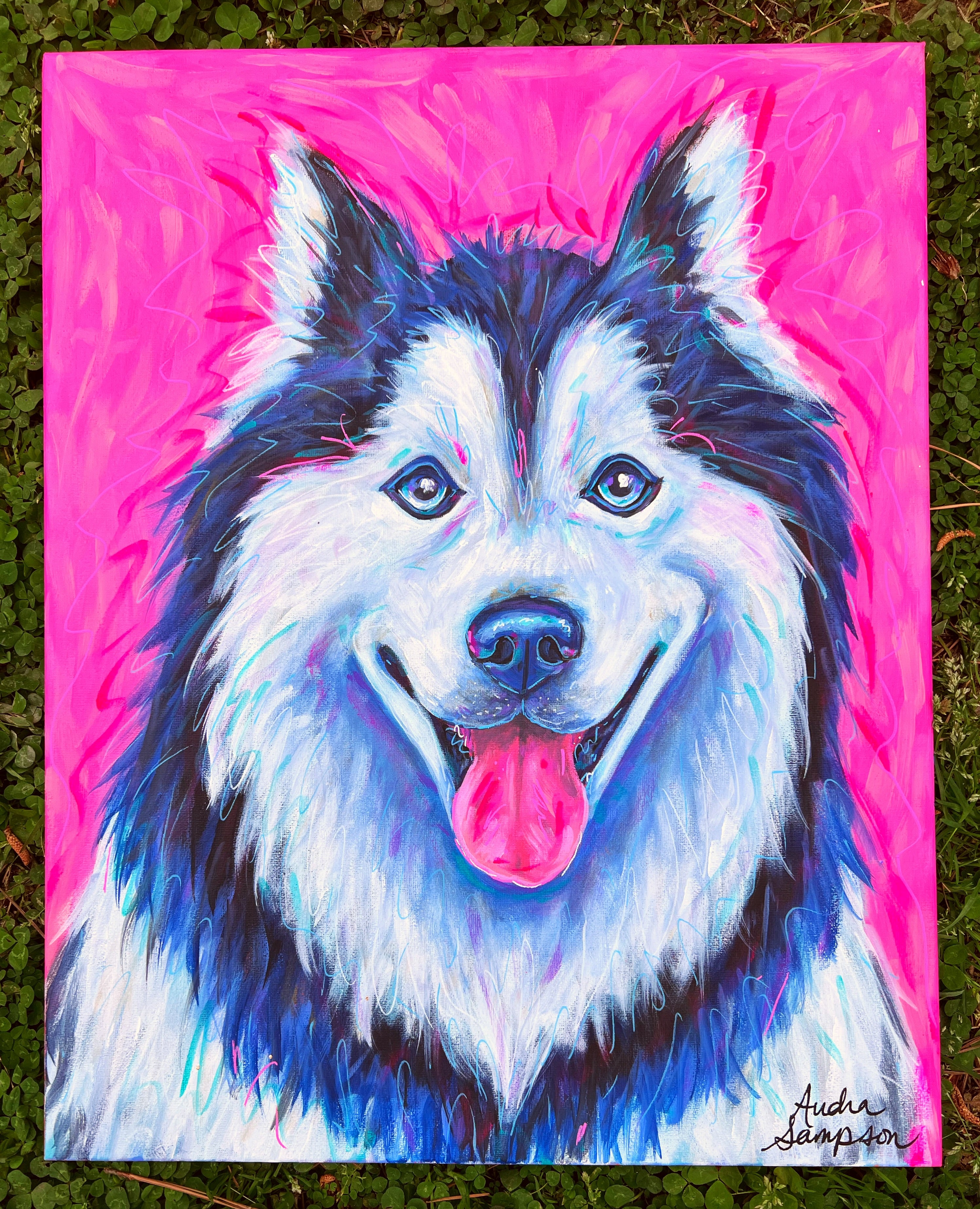 Husky Original Painting on 16x20 Canvas