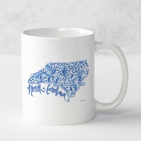 Blue and White North Carolina Coffee Mug